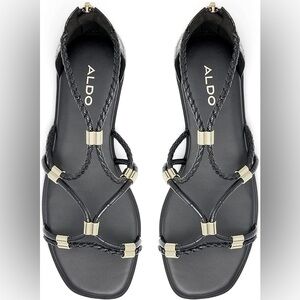 Aldo NWOT Oceriwenflex Strappy Black Flat Sandal